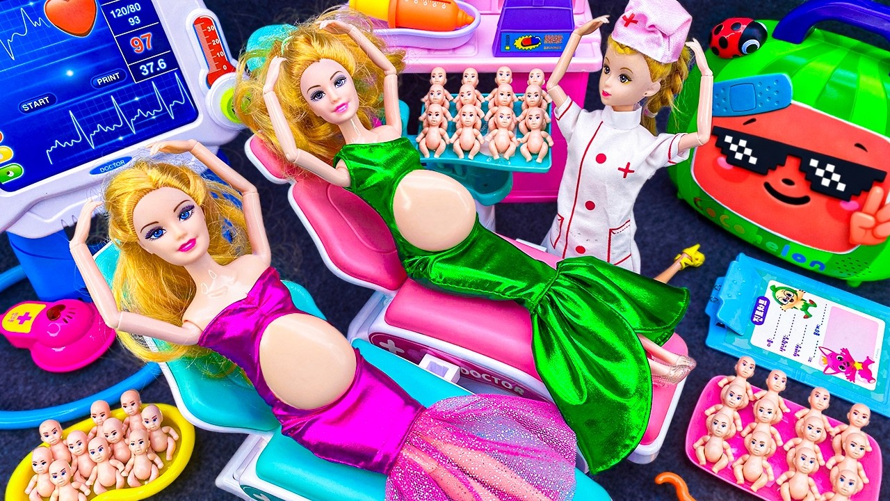 10 Minutes Satisfying with Unboxing Barbie Doll Family Playset，Cute Pinkfong Ambulance Car Toys ASMR