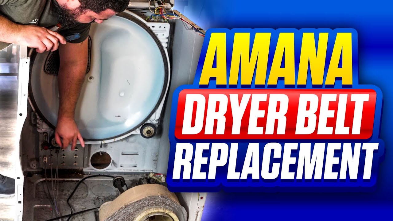 AMANA DRYER BELT REMOVAL AND REPLACEMENT | DRUM NOT TURNING | DRYER WAS STUCK | PULLEY REPLACEMENT