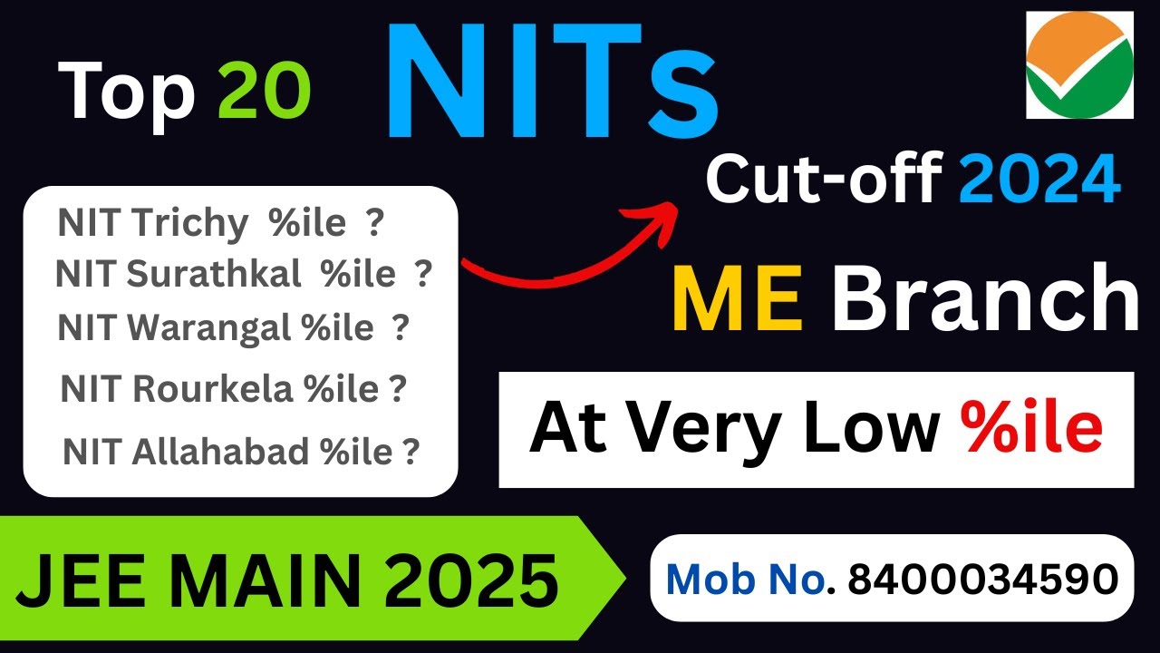 Safe Score for Top 20 NIT🔥| JEE Main 2025 Cutoff | Marks Vs Percentile | Cutoff | #jeemain2025 #nits
