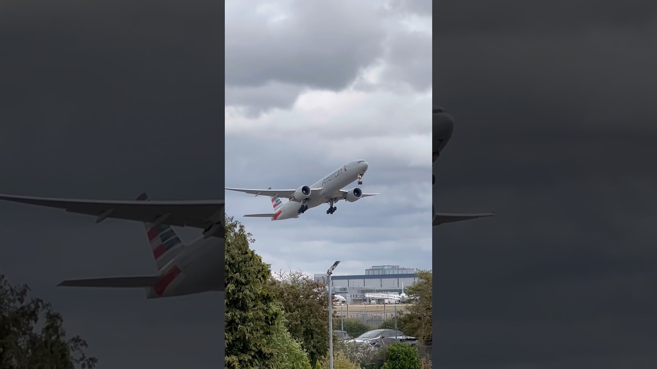 🇺🇸 American Airlines Boeing 777 takeoff from London Heathrow Airport ✈️ #boeing #aviation
