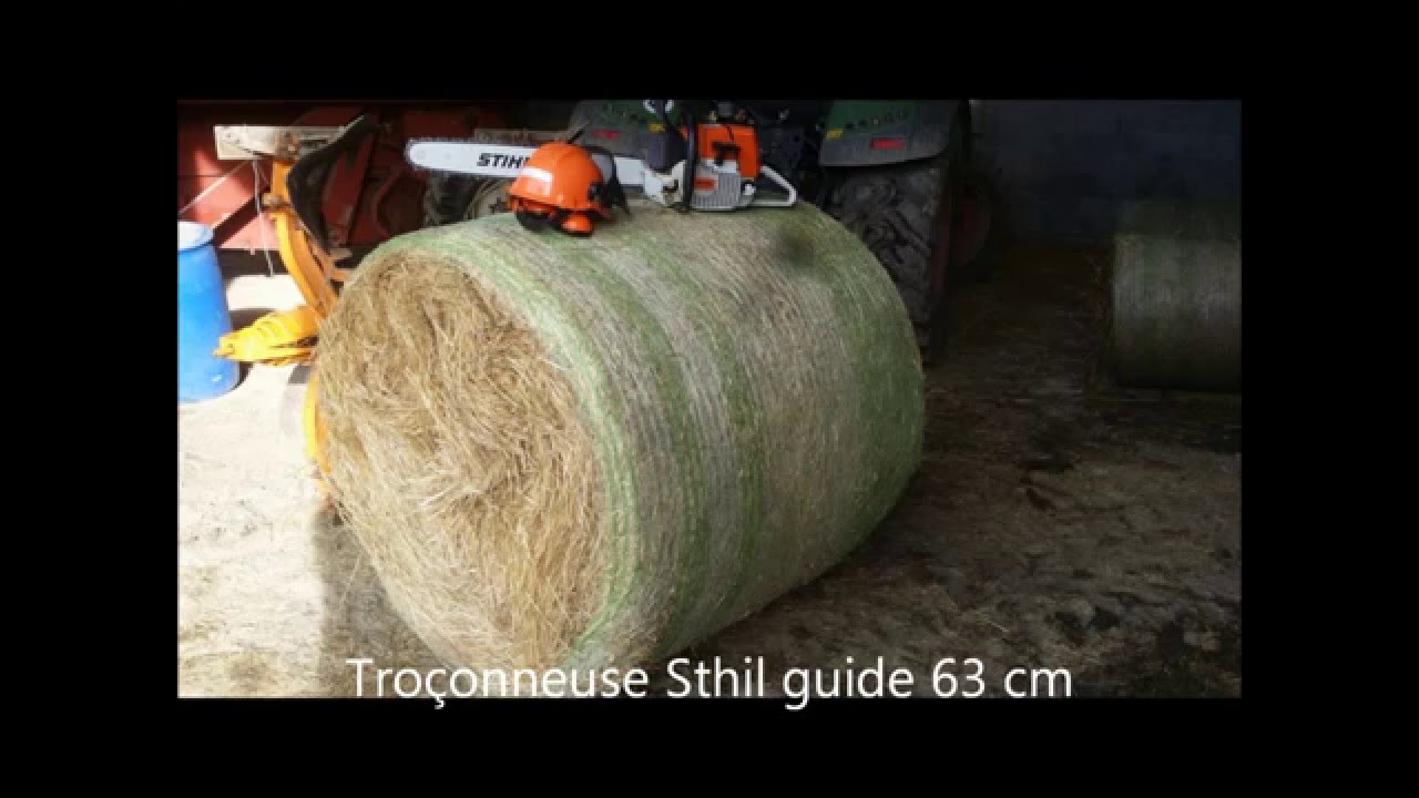 D&eacute;coupe d une balle ronde de paille