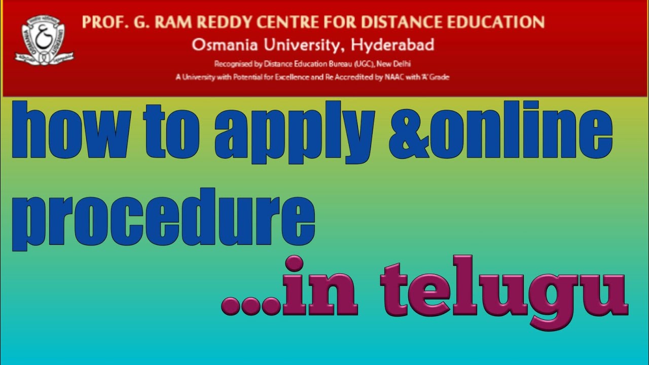 Ou distance educatin dr.ramireddy distance education center online application procedure