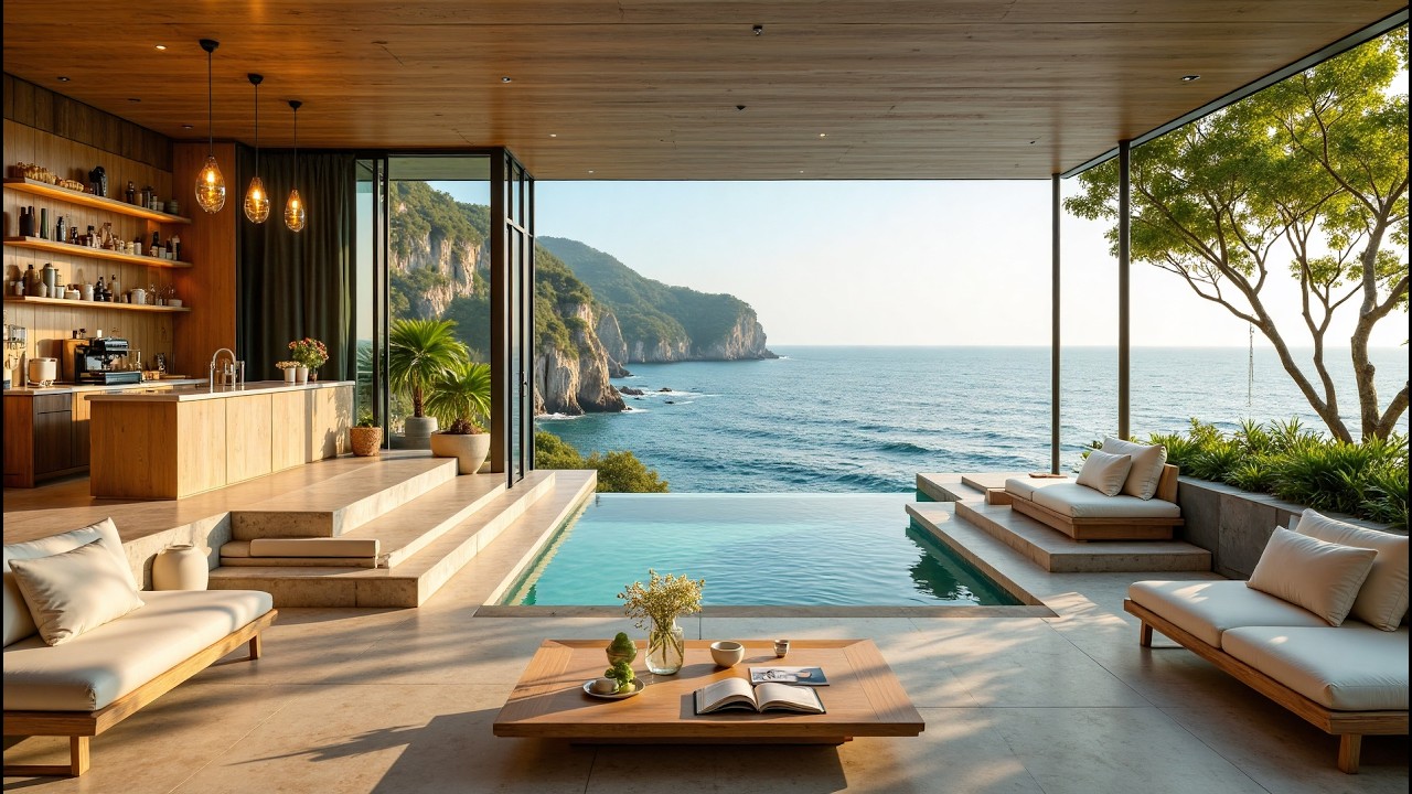 Morning Jazz & Cheerful Background Music at Seaside Cafe Ambience for Relaxing, Studying, Working