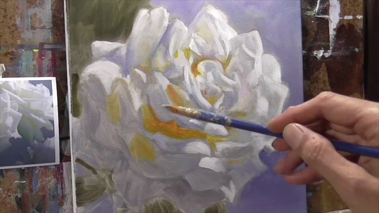 White Rose timelapse Oil painting Demo