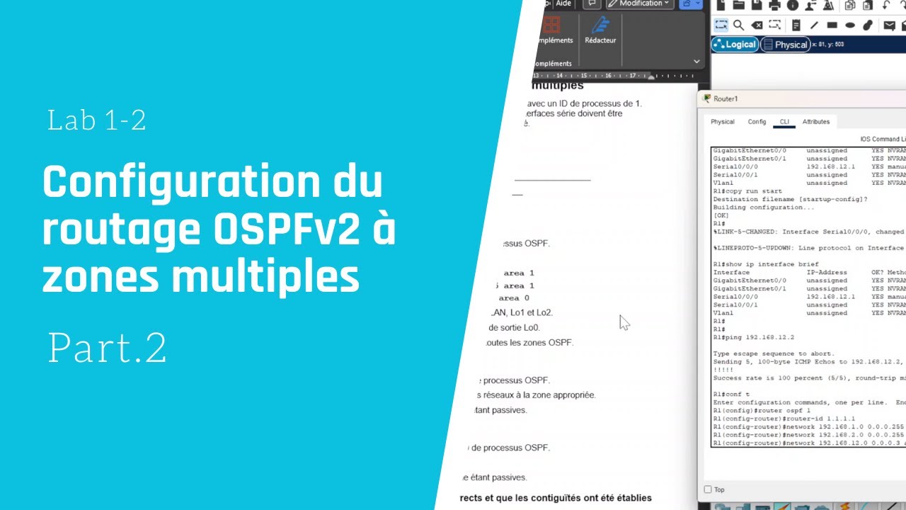 Configuration du routage OSPF v2 à zones multiples