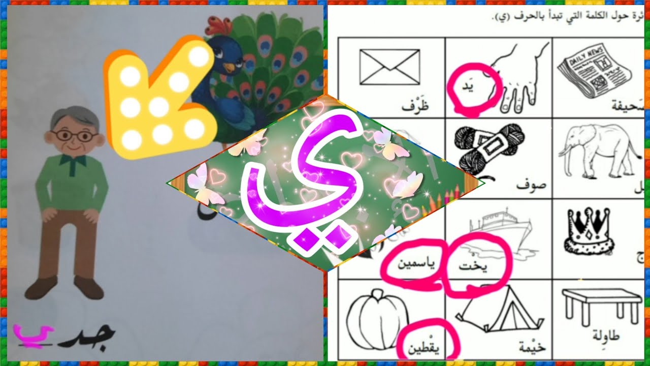مراجعة و تدريبات مواضع حرف الياء ( ي )