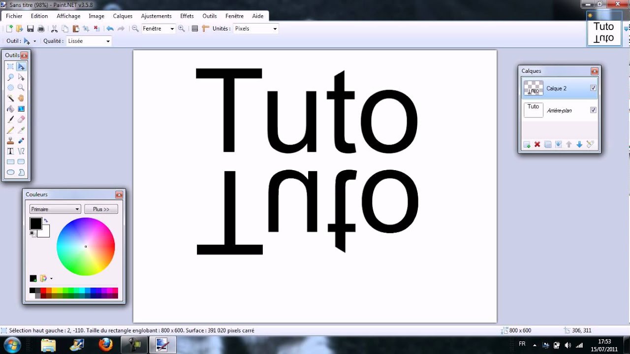 Tutoriel Reflet texte avec paint.net.