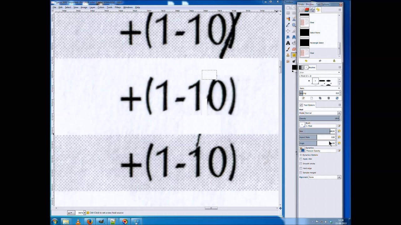 Restoring scanned pages using Gimp