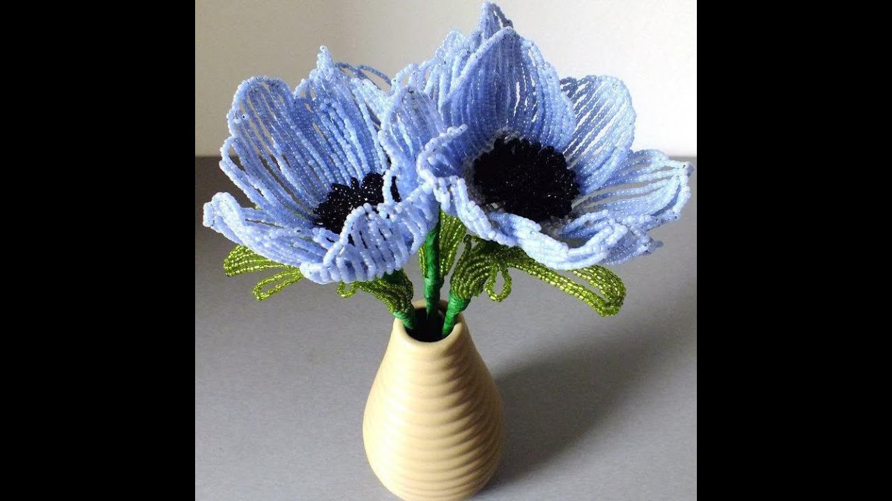 How to make anemone flower with beads - Beaded anemone tutorial  - French beaded anemone flower