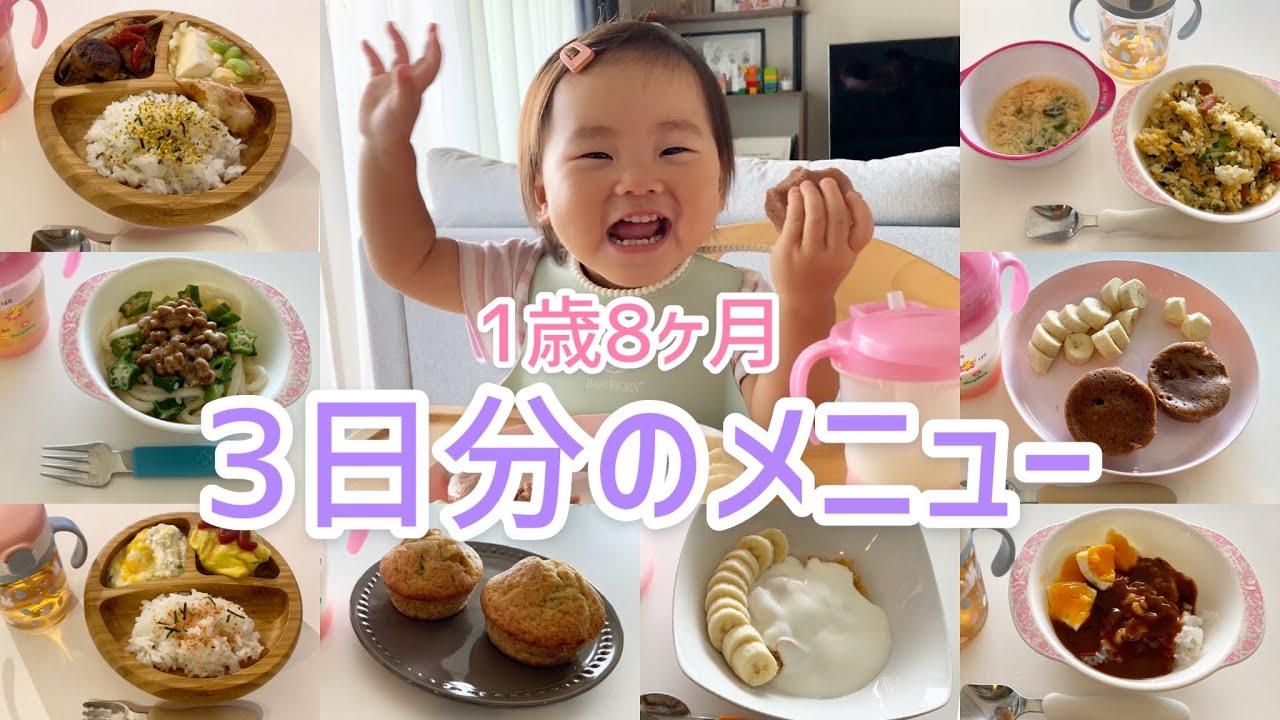 【1歳8ヶ月✳︎1日4食x3日分の献立】朝ごはん/昼ごはん/おやつ/夜ごはんの3日分のメニュー✳︎イヤイヤ期ちょっと入ったかも...！