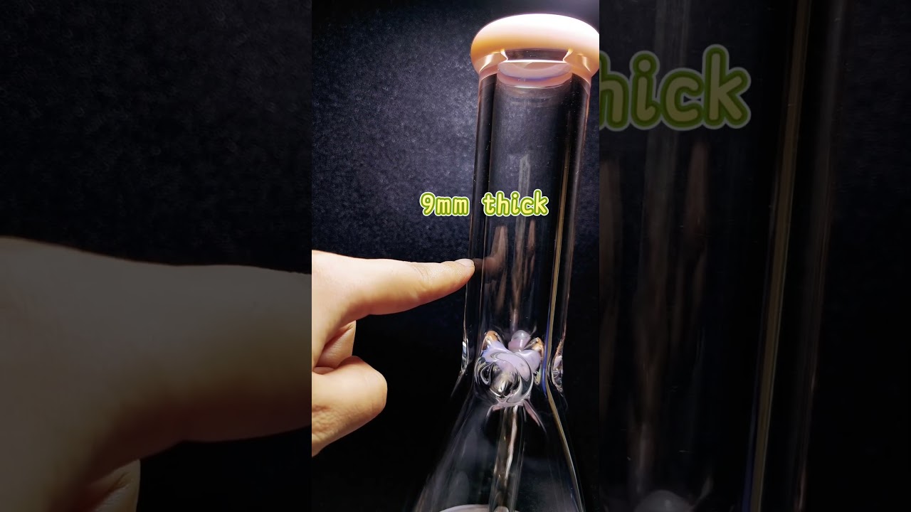 12&Prime; Beaker 9mm Thick Glass Bong with Pink Accents