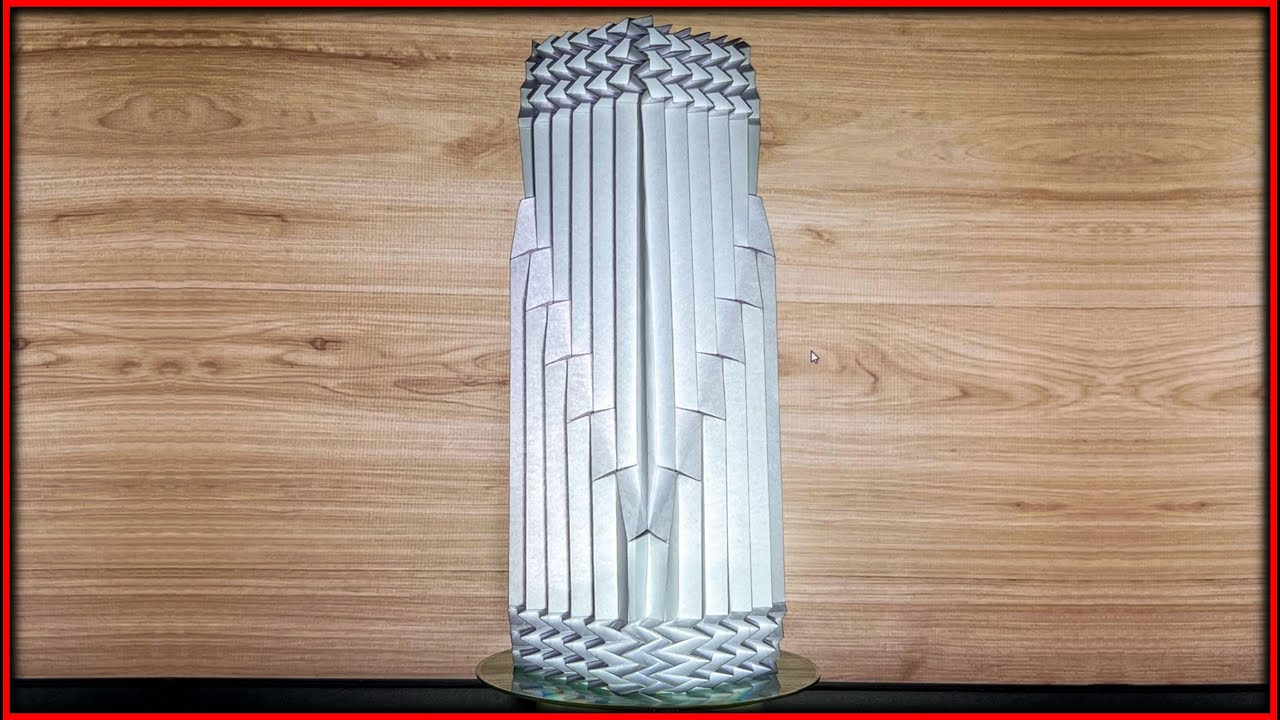 Square-shaped Paper Accordion Lamp with Stepped Diagonal Inlay V2