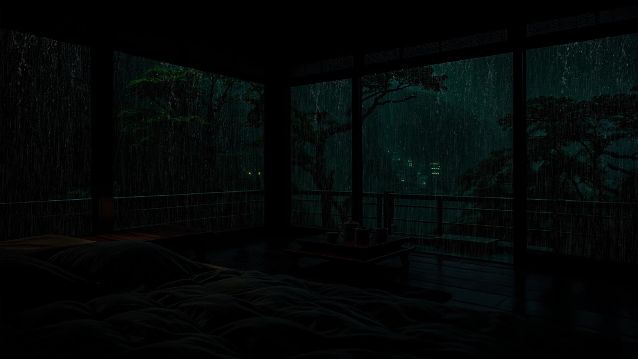 Quiet Winter Garden Rain Sounds (No Ads) | Calm Rain Atmosphere for Relaxation & Sleep