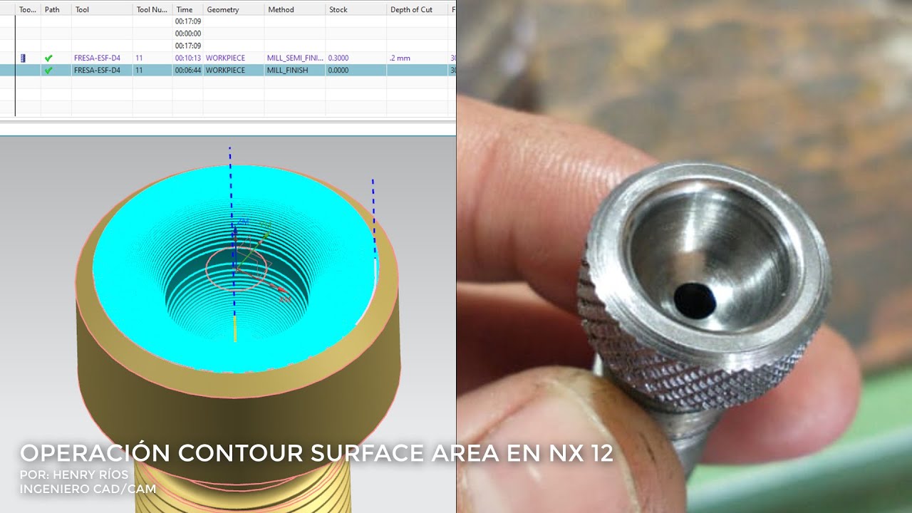 Operación Contour Surface Area - Spiral en NX CAM 12