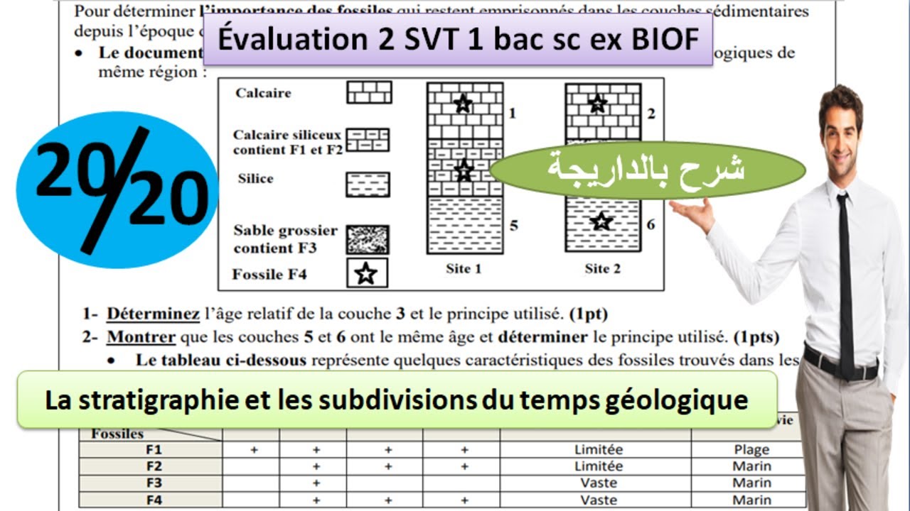 évaluation 2 svt 1bac sc ex Biof la stratigraphie et les subdivisions du temps géologique
