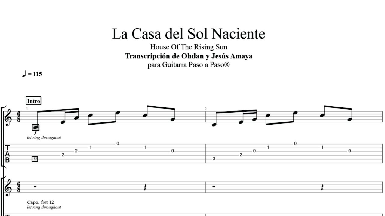 La Casa del Sol Naciente - The Animals - Tablatura por Jesús Amaya...
