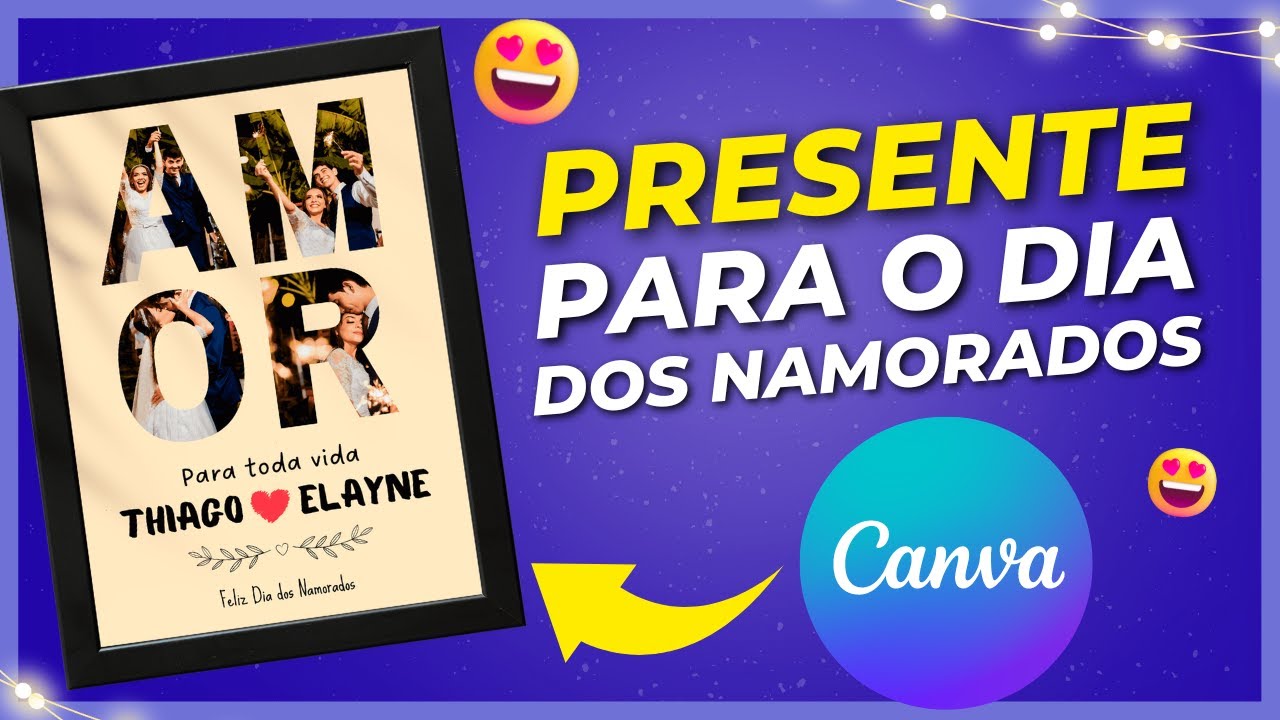 Como fazer QUADRO DECORATIVO no Canva pro Dia dos Namorados ou renda extra no Canva