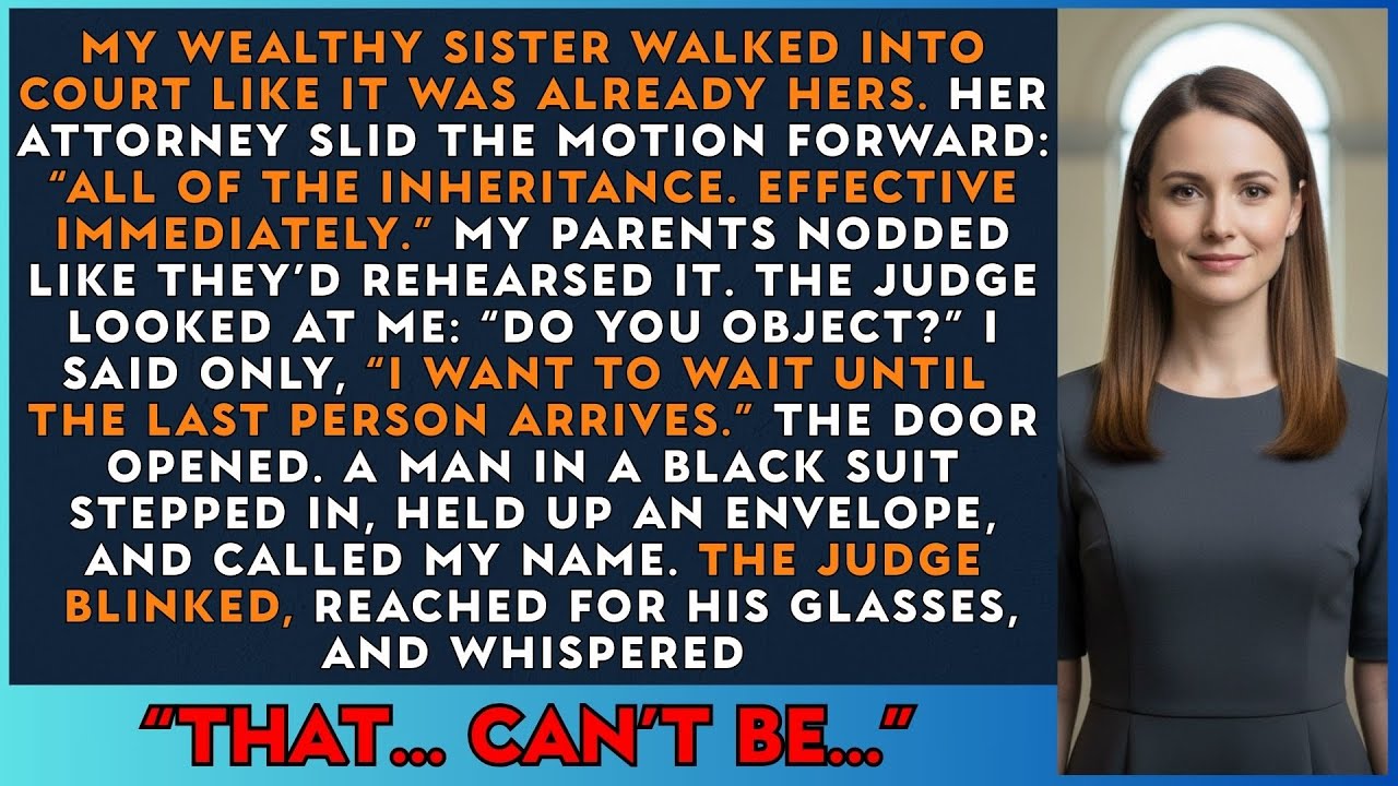 My Wealthy Sister Demanded My Inheritance in Court—Then a Man in a Black Suit Walked In and…