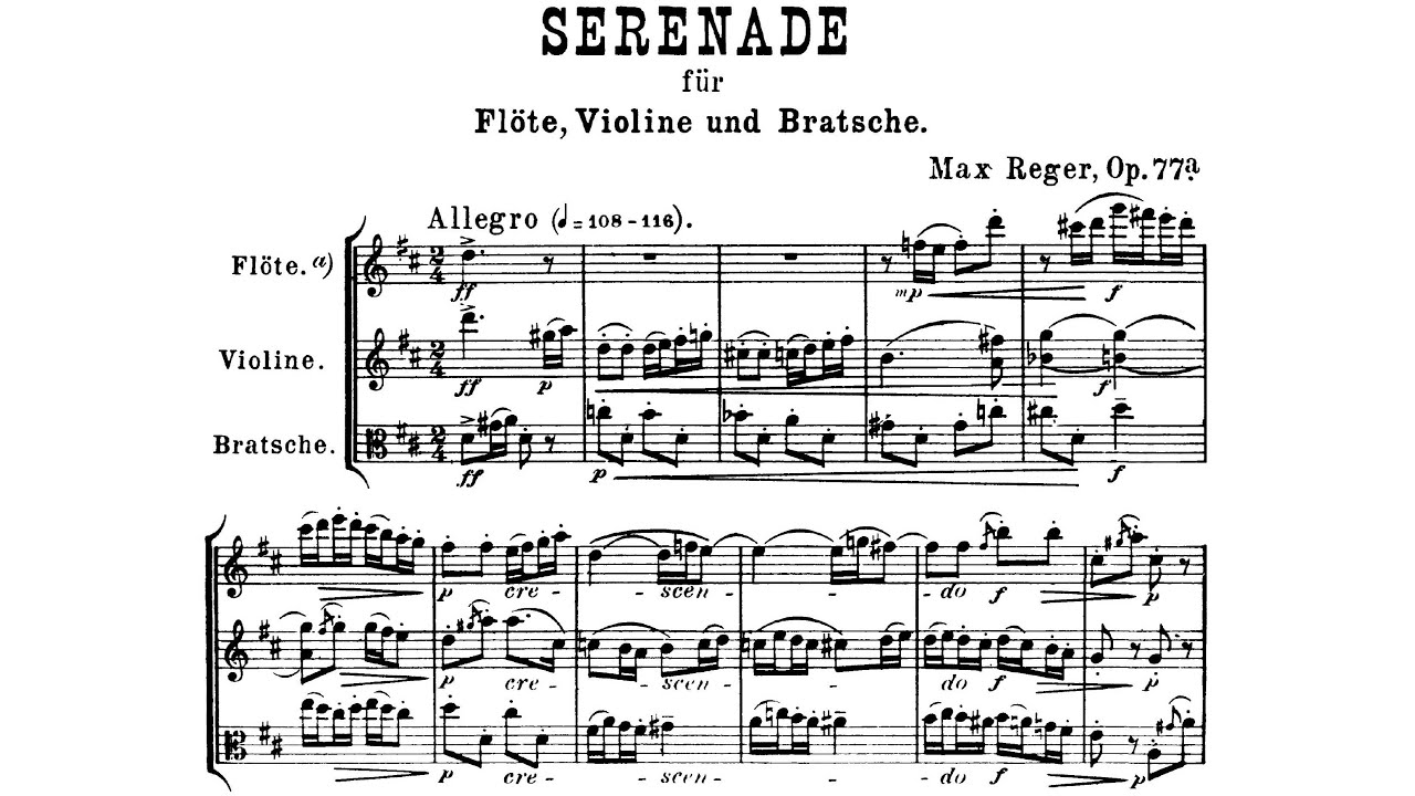 Max Reger - Serenade for Flute, Violin, and Viola in D Major, Op. 77a
