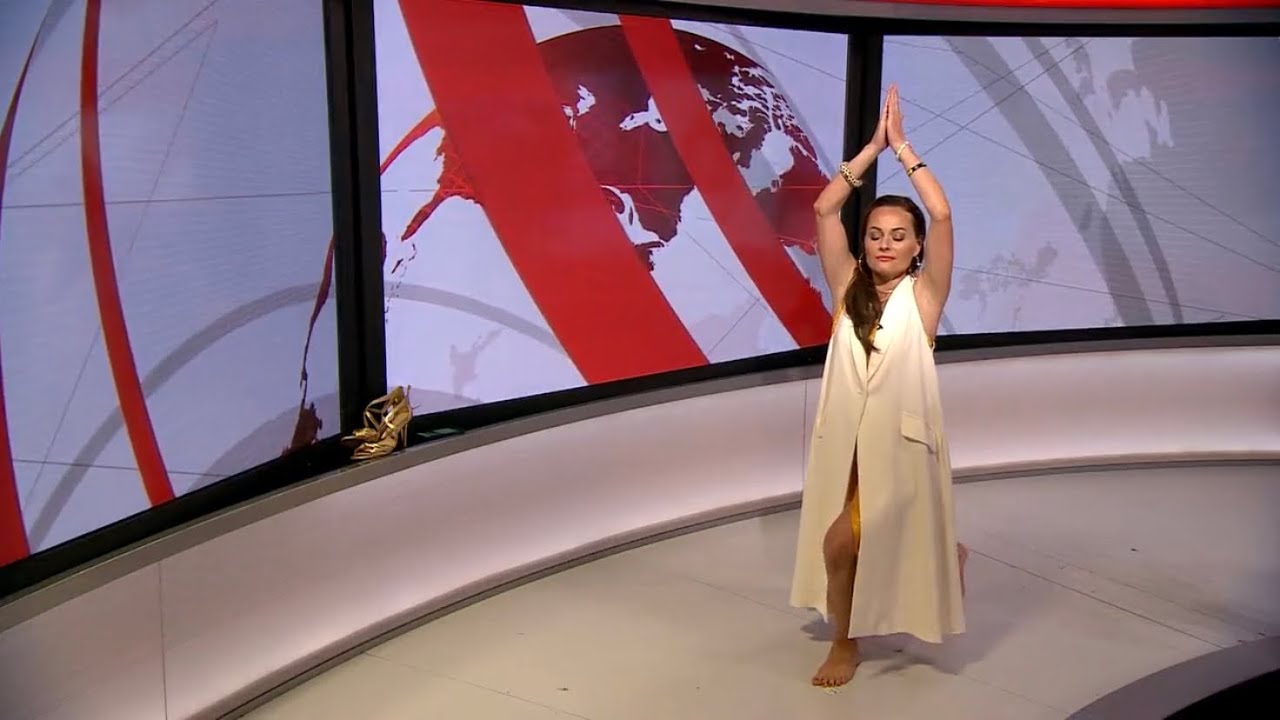BBC World News (Outro) : Victoria Valentine practices Yoga - 21 June 2022