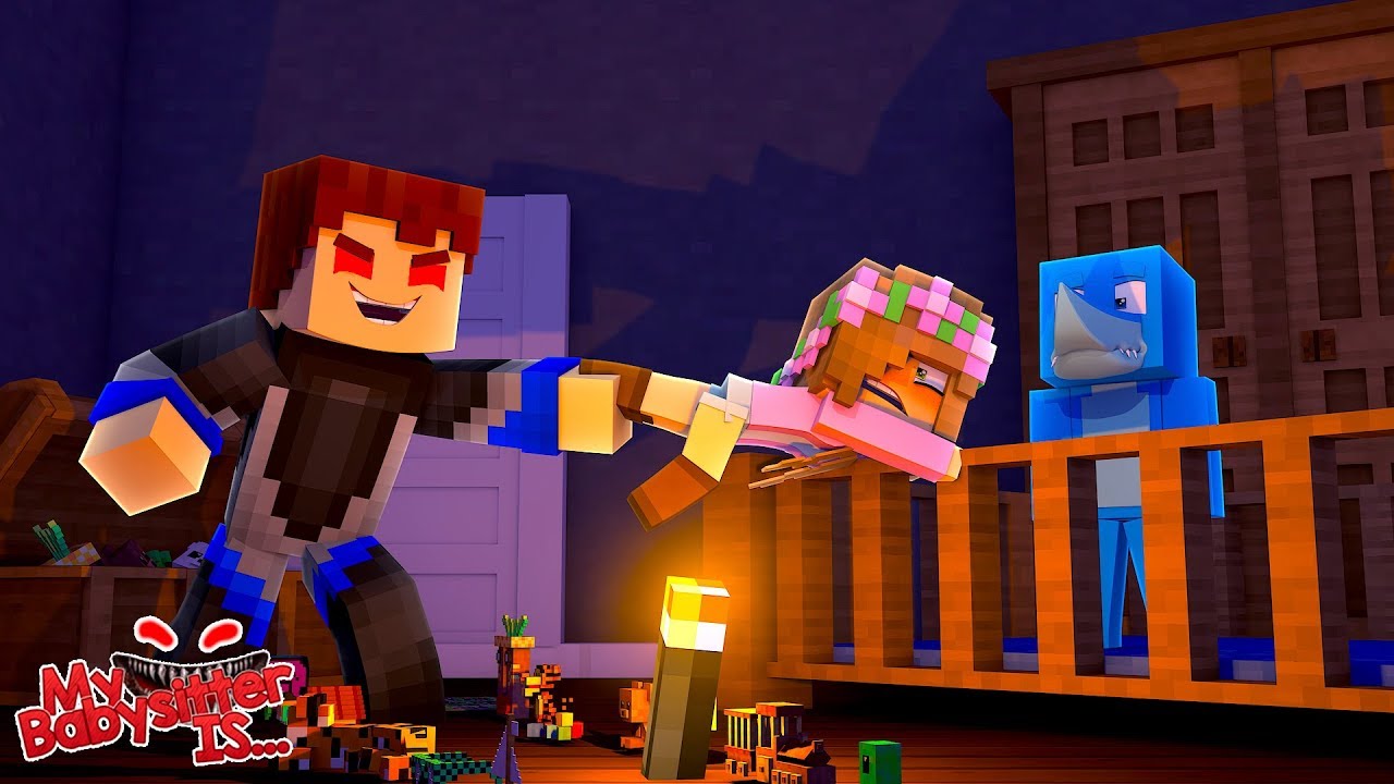 MY BABYSITTER IS..... SCUBA STEVE !!! Minecraft w/ Little Kelly and Sharky