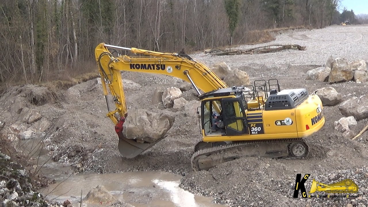 Komatsu PC360NLC 11 Excavator Construction Cliff in the River