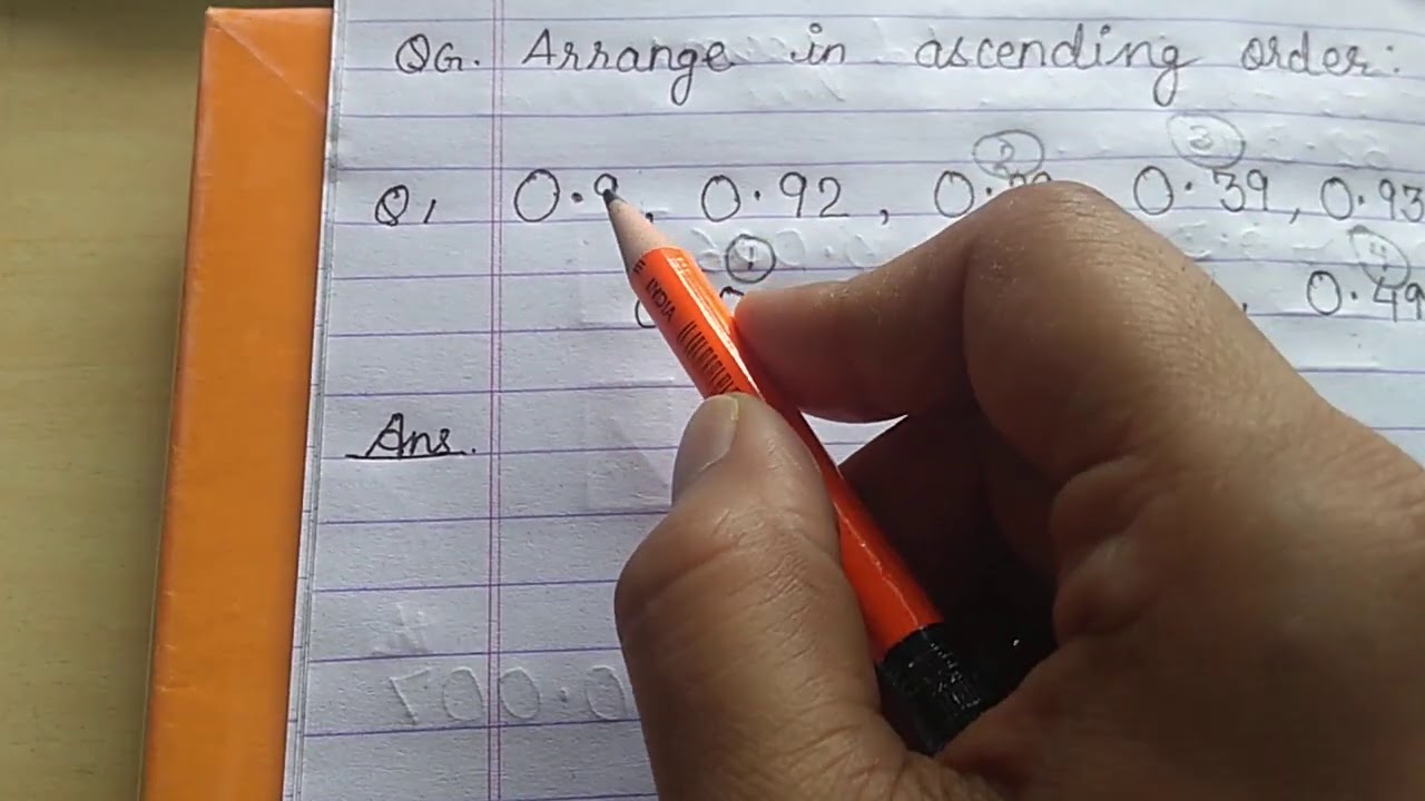 Decimal - Arranging the decimal numbers in ascending order