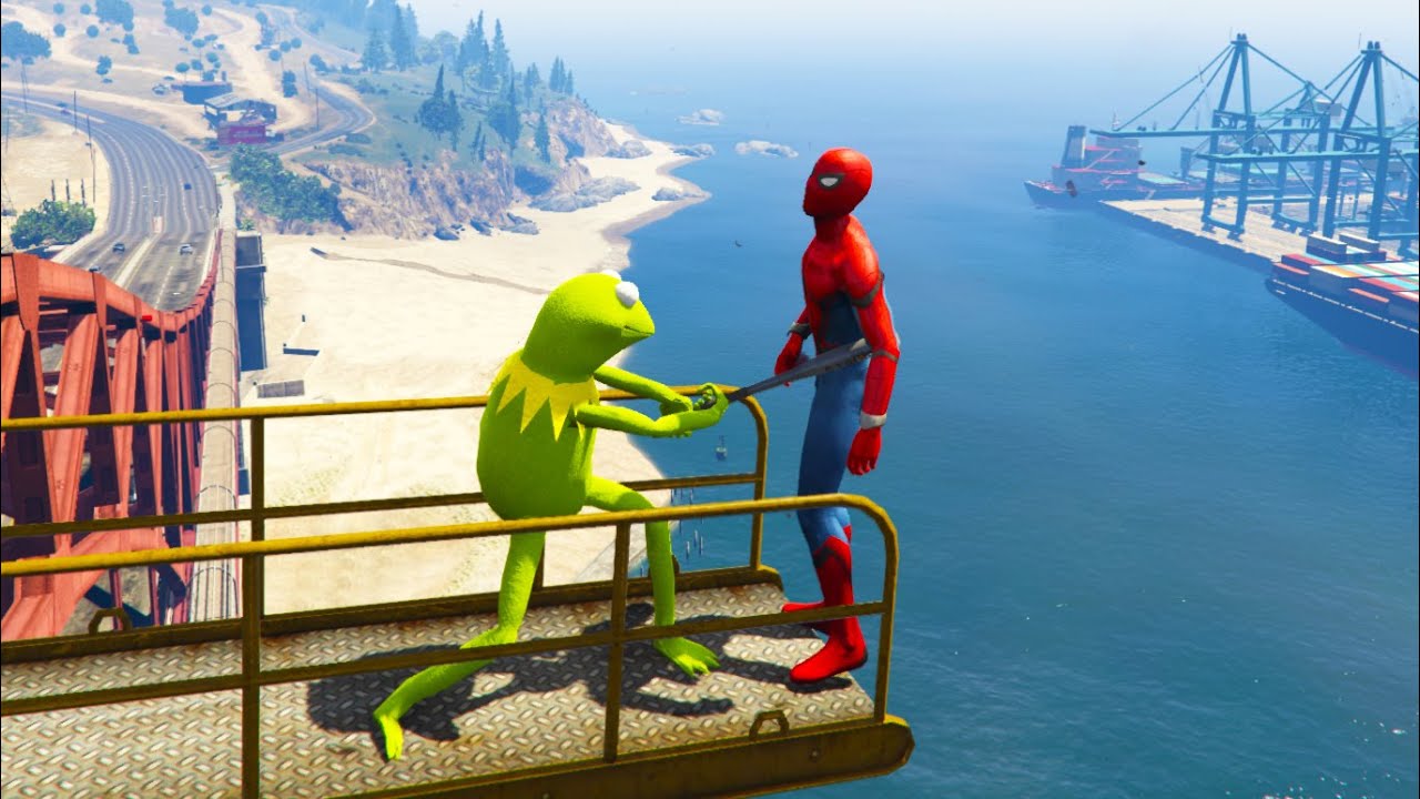 GTA 5 Stupid Ragdolls KERMIT The Frog Vs Spiderman (Euphoria Physics, Funny Moments)
