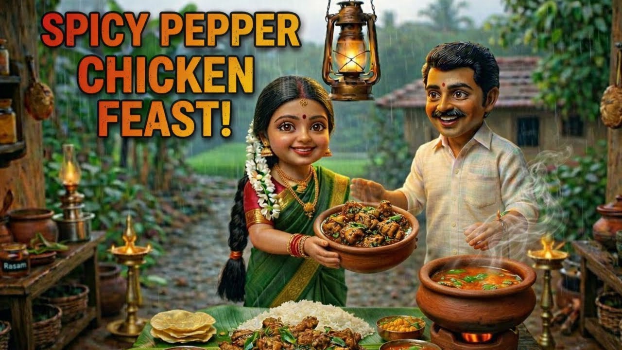 Spicy Pepper Chicken Feast! 🌧️ Rainy Village Miniature Doll Cooking