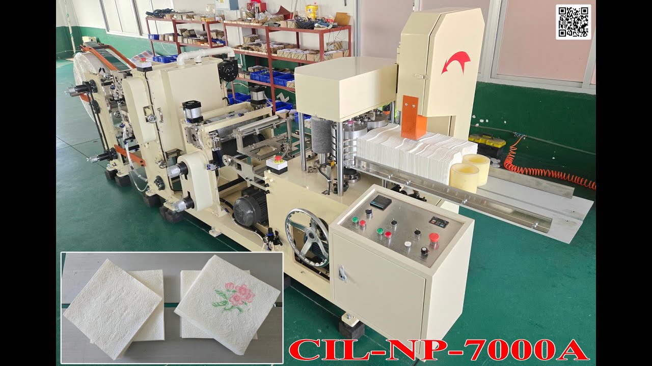 2 Colors Printing 1/4 Fold Napkin Paper Tissue Making Machine With Full Embossing