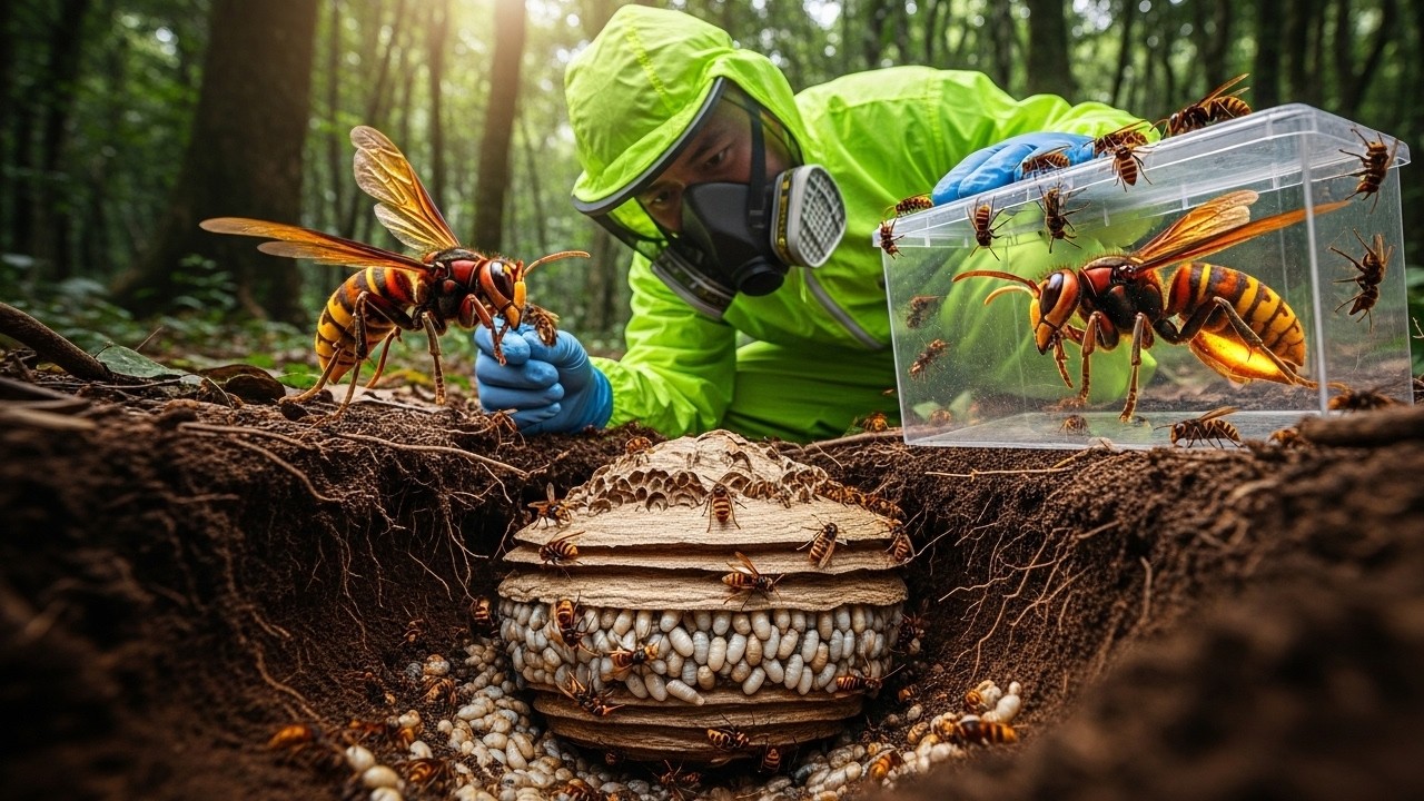 Giant Wasp Removal: Capturing the Queen Wasp - Dealing with Wasp Swarms in the Forest