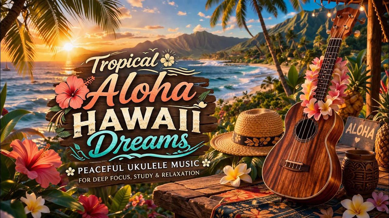 Aloha Hawaii Dreams 🌴 Peaceful Hawaiian Ukulele Music for Relaxation & Study