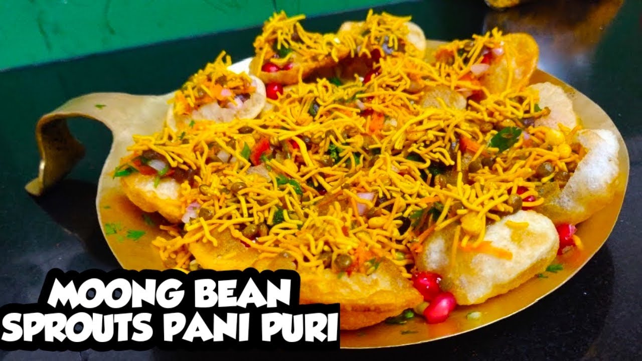 MOONG BEAN SPROUTS PANI PURI RECIPE | How To Make Sprouts Pani Puri