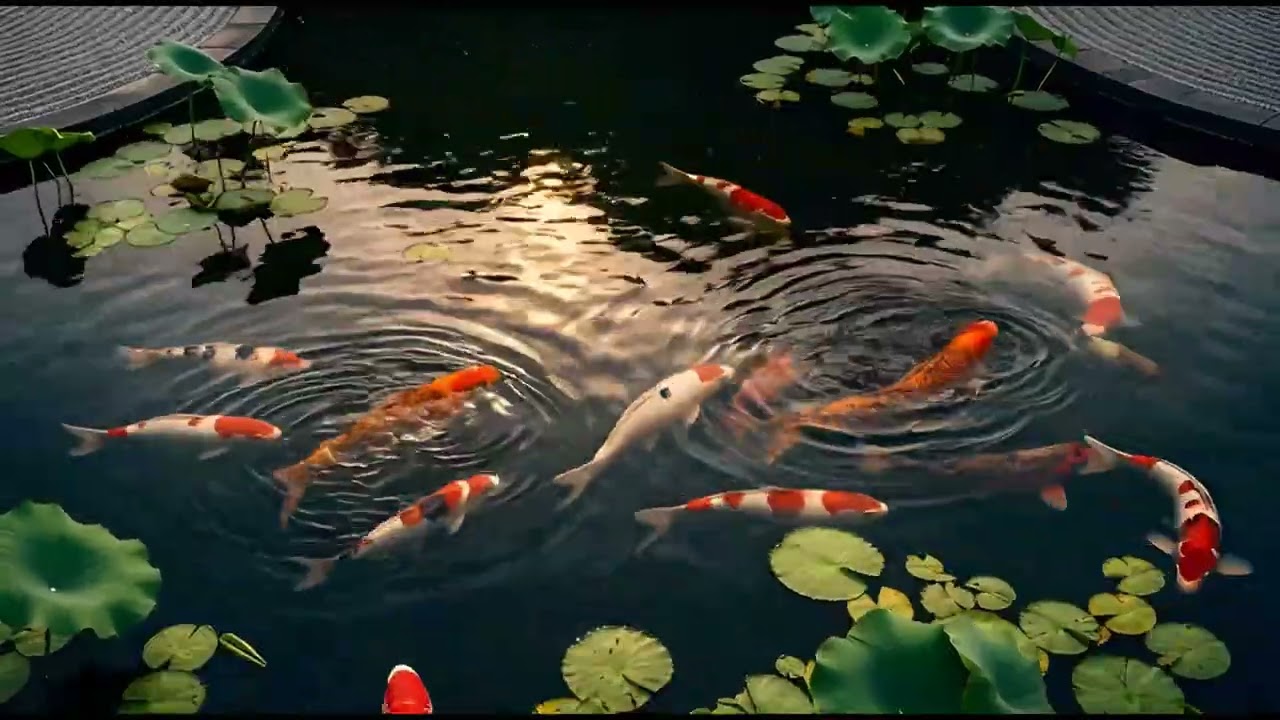 1Hour Relaxed Nature Video#15 | Koi Fish Circling in a Crystal | 4K Deep Inhale Energy from Universe