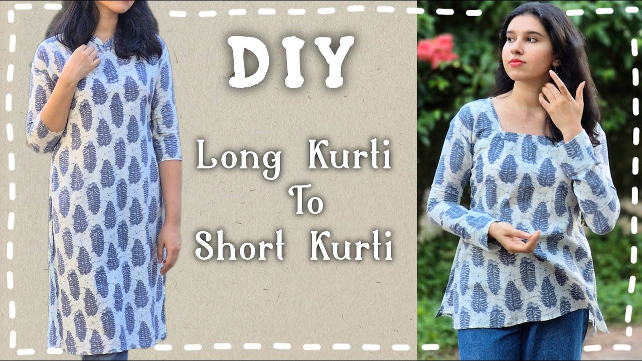 DIY Short top | Long kurti to trending Short Kurti | Upcycling old Kurta to full sleeve Short Top