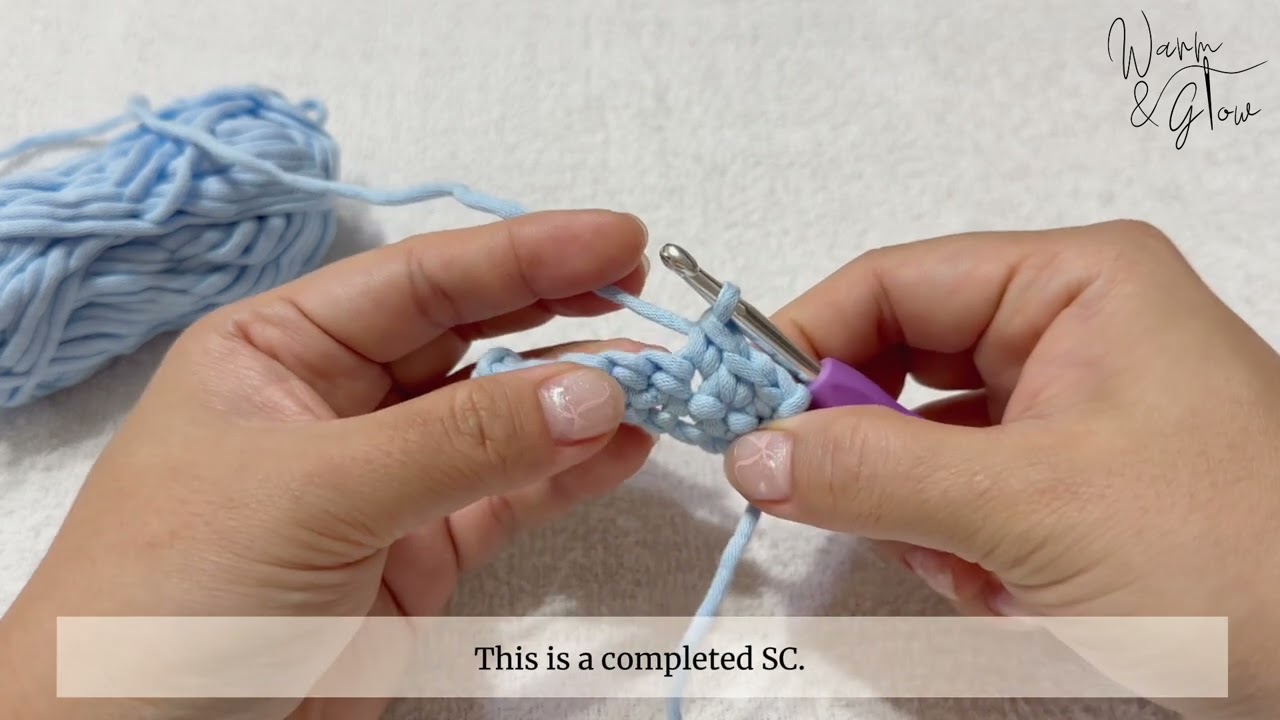 Single Crochet (SC) stitch | Introduction to Crochet #4 | Crochet for Beginners | Warm & Glow