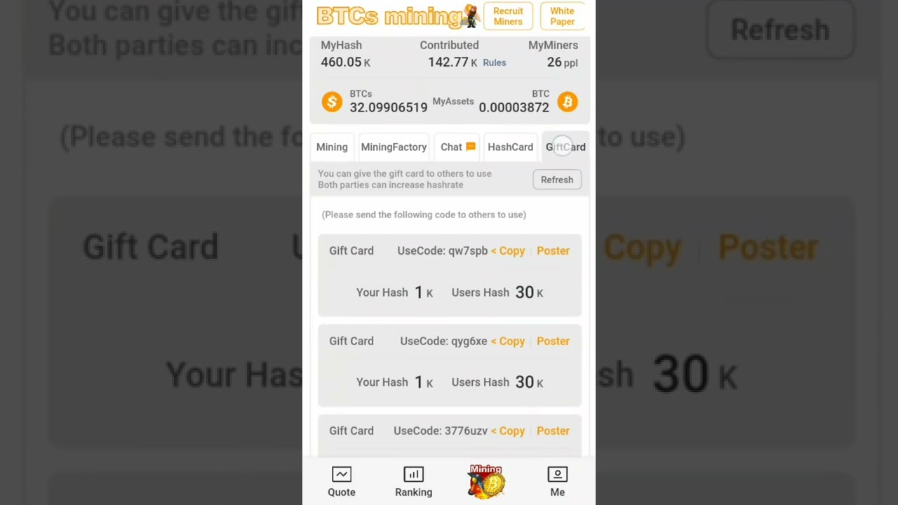 SATOSHI MINERS ( HOW TO USE GIFT CARDS CODE TO INCREASE MINING SPEED/ HASH RATE)