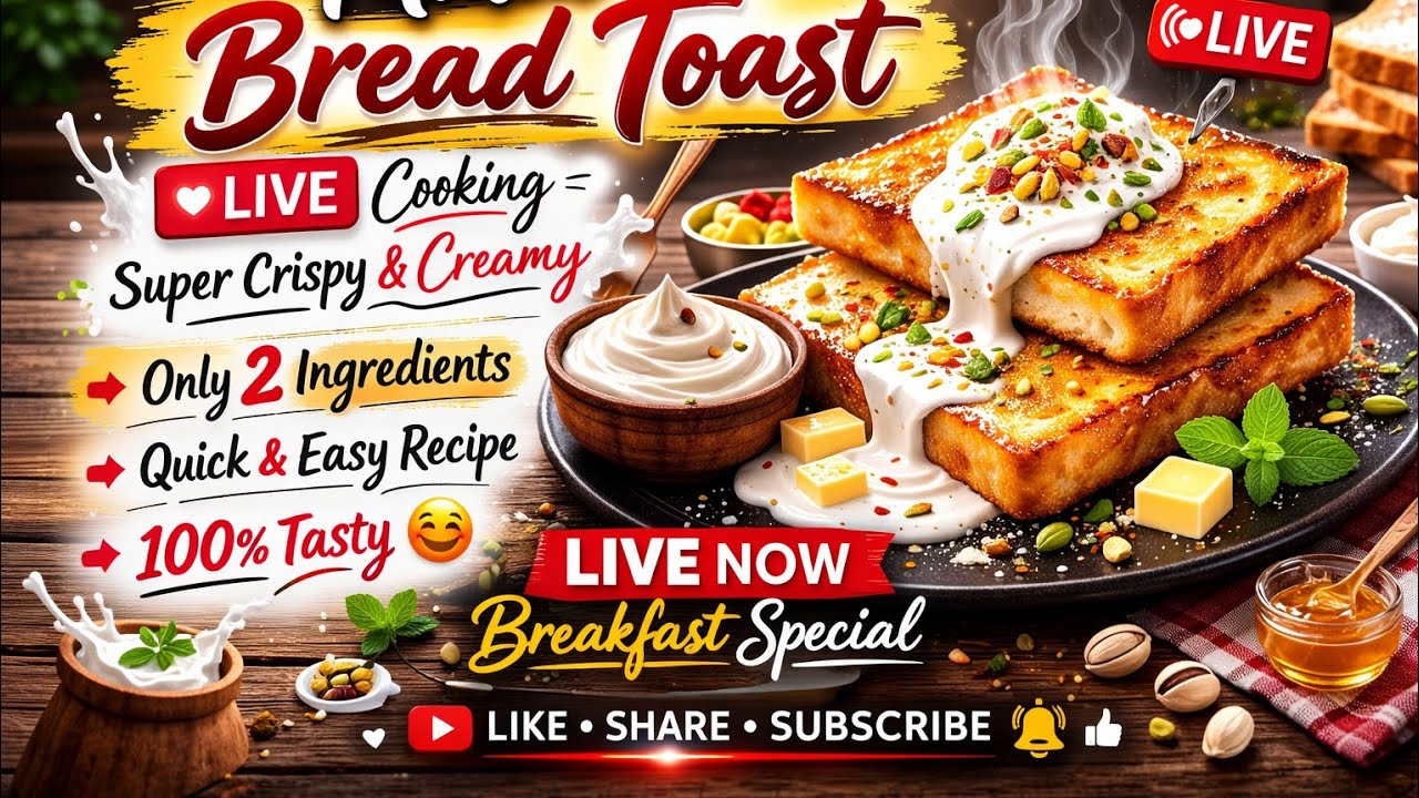 Bread + Malai = कमाल का नाश्ता 🔥 | LIVE Cooking । @9DelightsbyAnuja