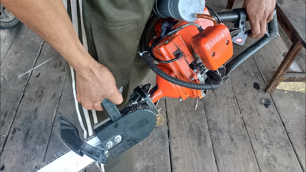 How to turn a trimmer into a chainsaw | Cara mudah mengubah mesin rumput menjadi chainsaw