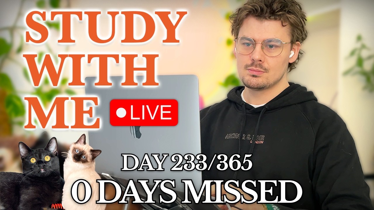 Study With Me (&🐱) LIVE 🚀 4-HOURS &mdash; Deep Focus (50/10 Pomodoro)