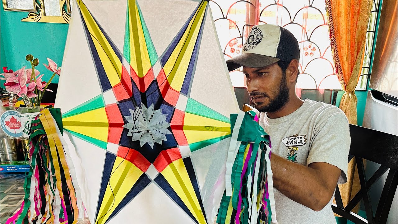 Making a 2ft Kite with Guyana Flag colours 🇬🇾🪁# Easter#kitemakingathome