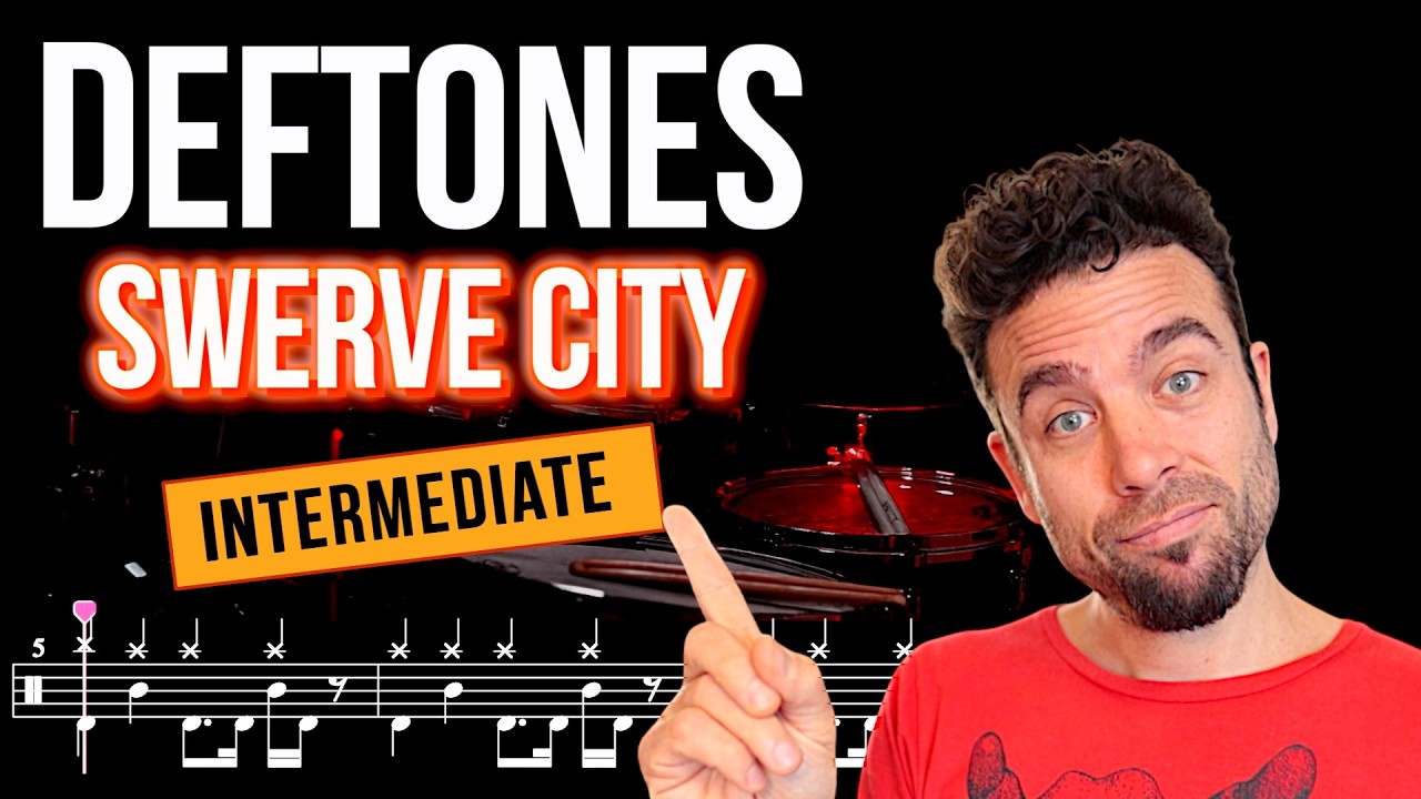 Deftones - Swerve City - Drum cover (with scrolling drum score)