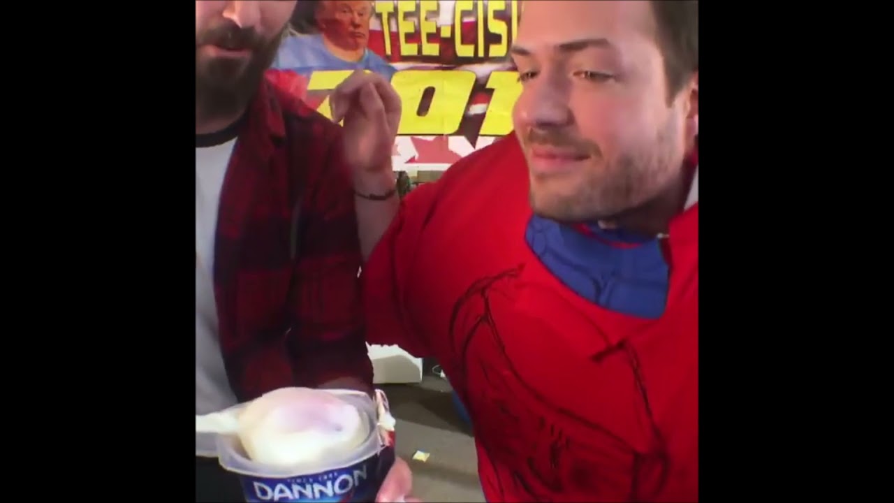 Drawfee Jacob being spoon-fed Yogi while wearing (almost) 100 T-Shirts