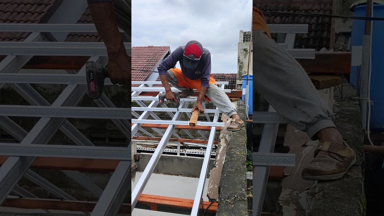 Light steel roof installation method #construction #building #satisfying