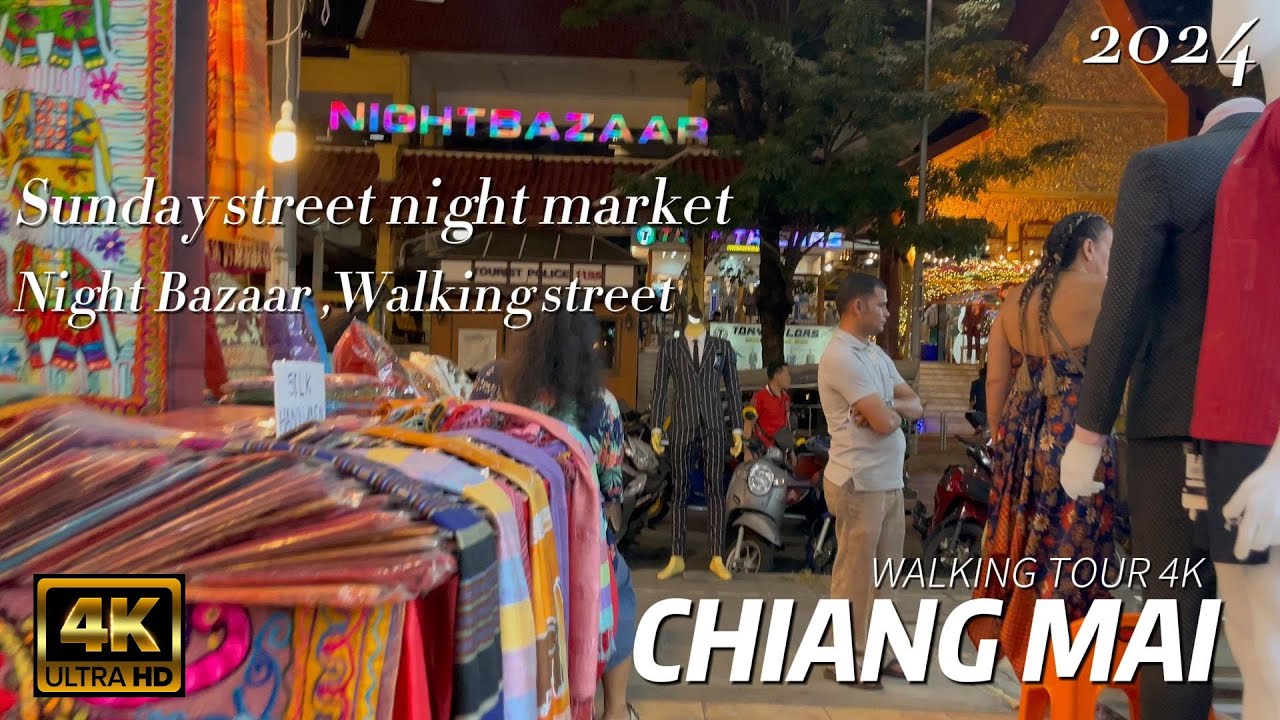 THAILAND CHIANG MAI , 4K WALKING TOUR 2024 walking street Sunday market
