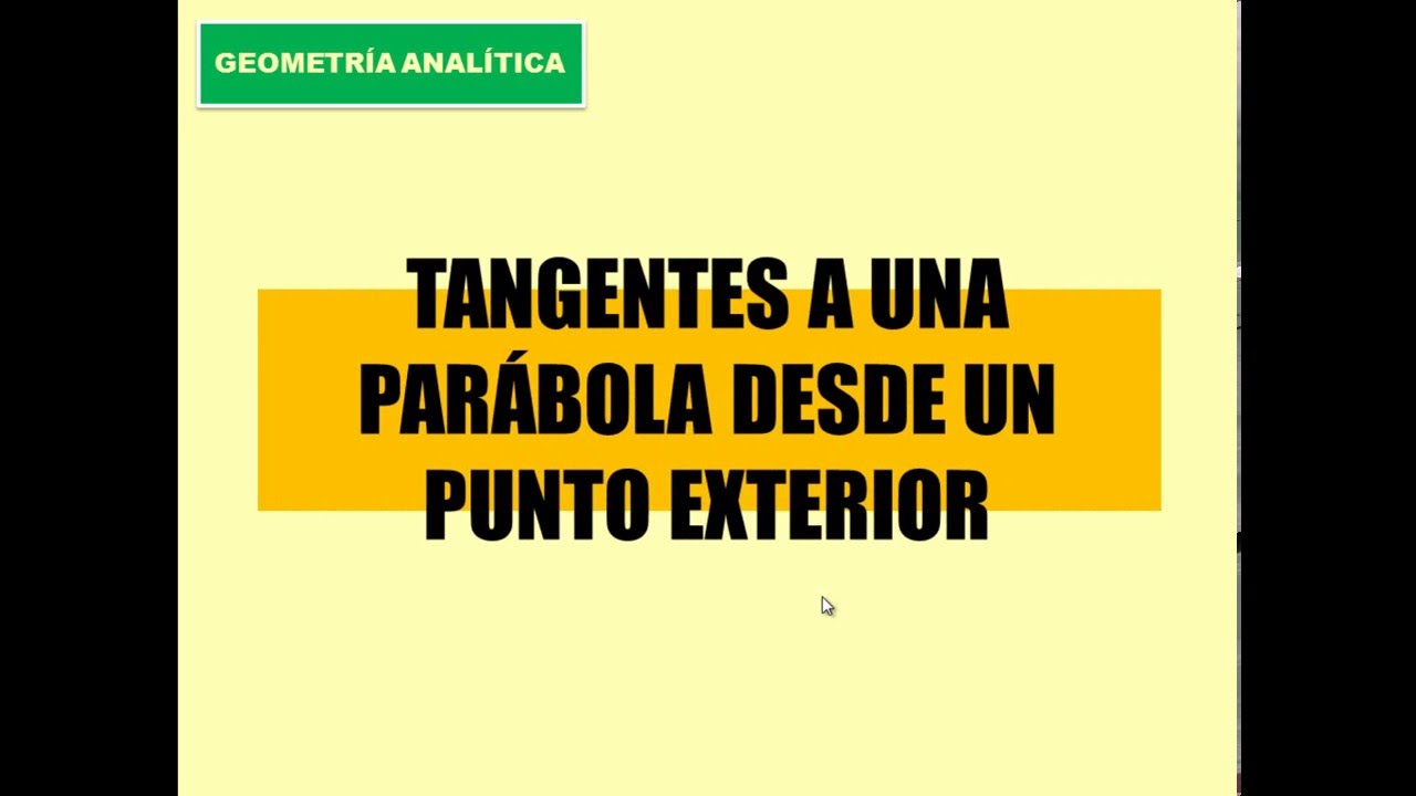 TANGENTES A UNA PARABOLA DESDE UN PUNTO EXTERIOR A ELLA
