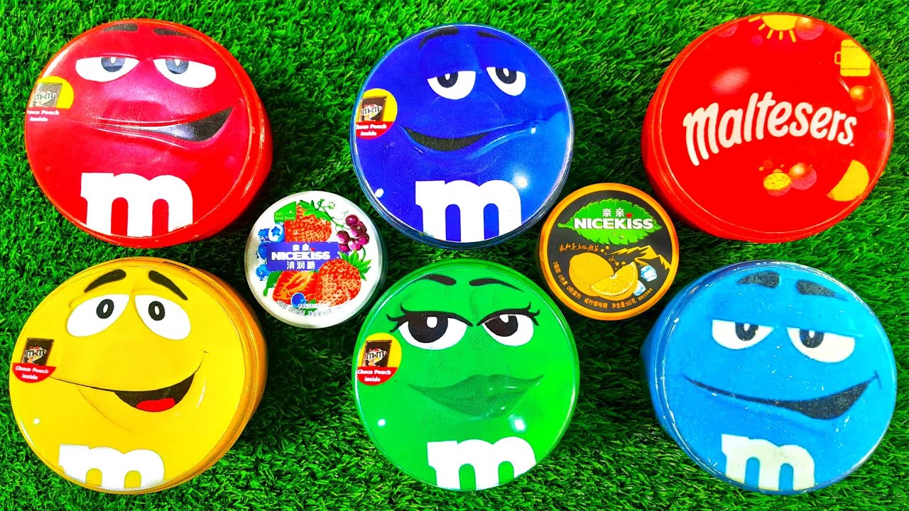 4 Minutes Satisfying with Top Unpacking Radiant Skittles and Tasty M&M'S Candy From Funny Tins ASMR