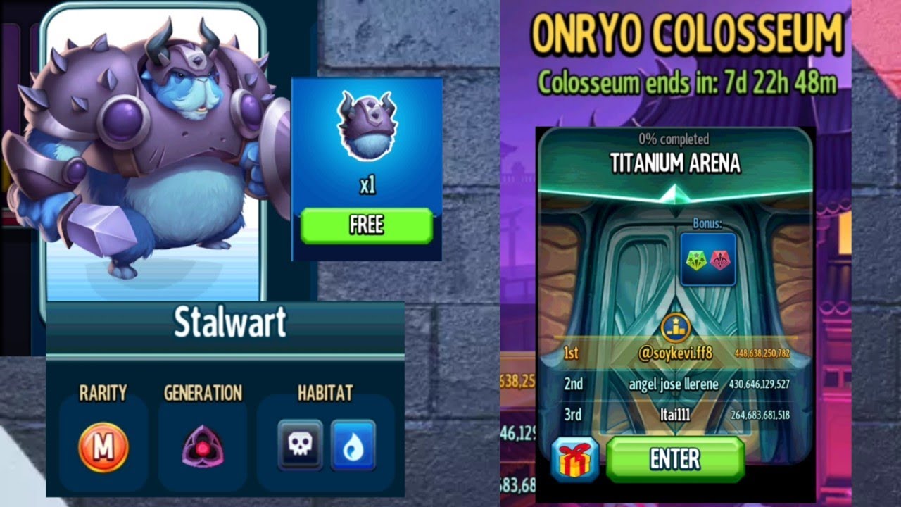 Monster Legends - How To Get New Mythic Stalwart And Battle In Titanium Arena