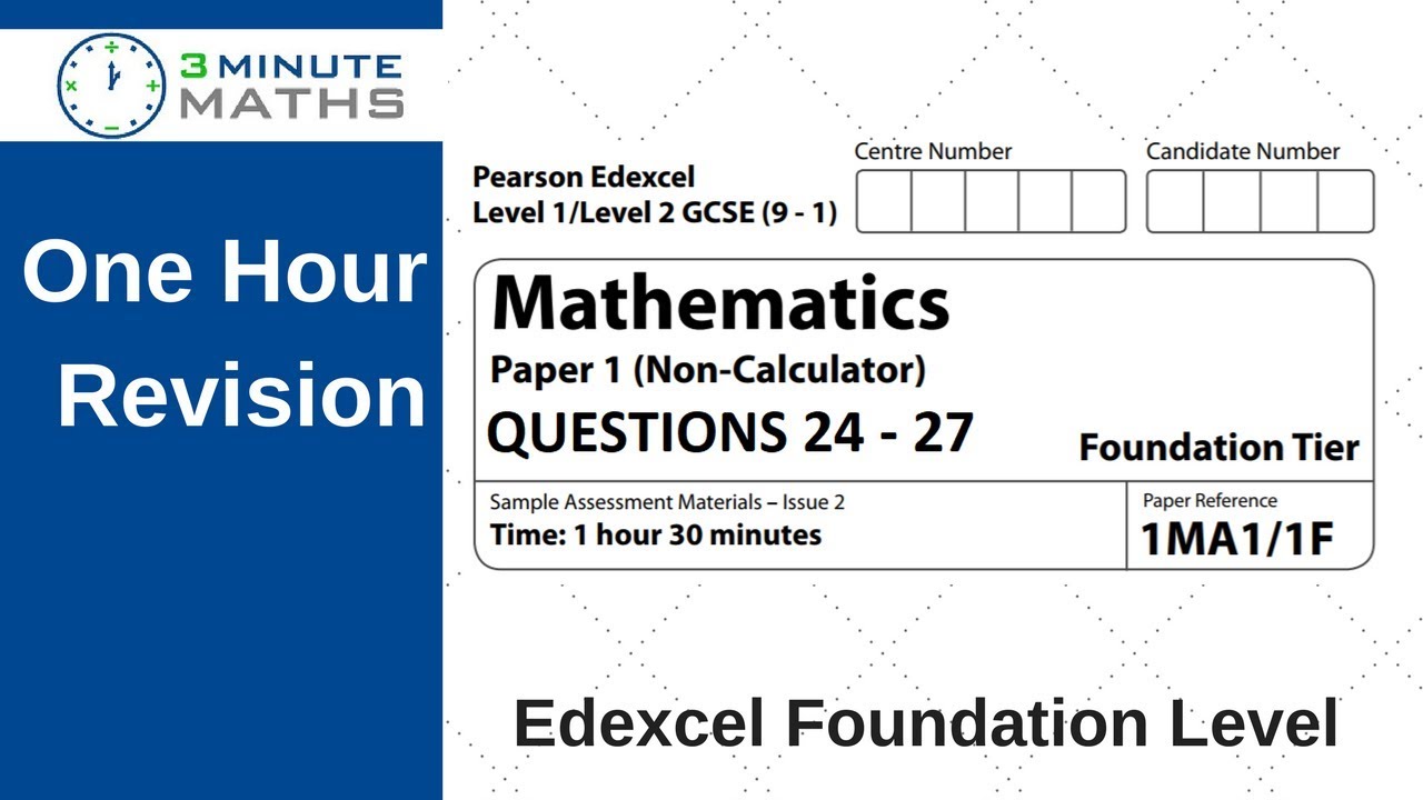 Экзамен Edexcel Foundation, часть 1, без калькулятора - вопросы 24-27