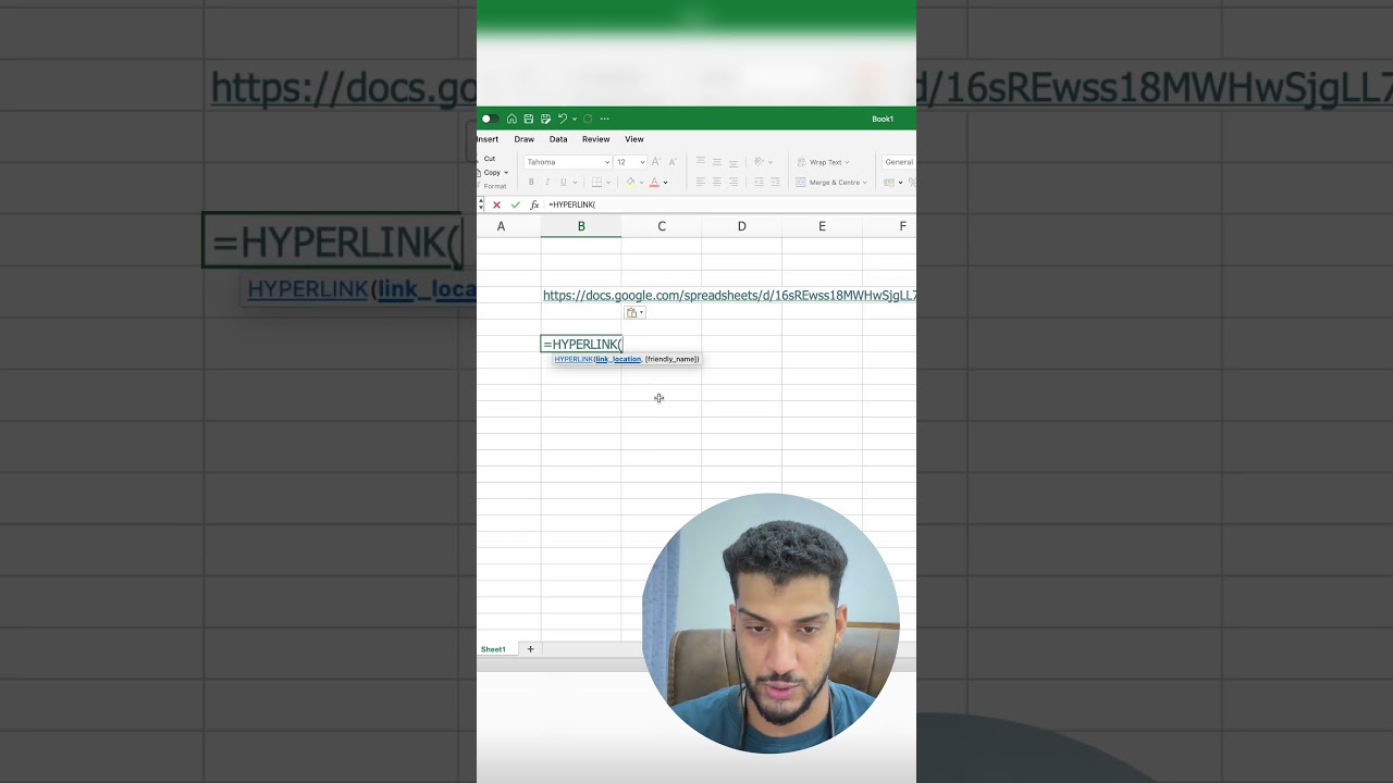 Hyperlink Function to shorten links in Excel